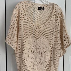 Rafaella Beige Crochet Lace Blouse